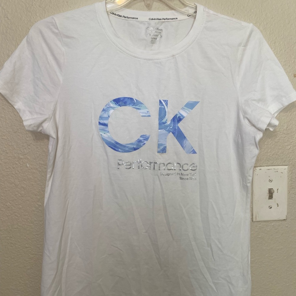 Calvin Klein White Tee with Blue Logo